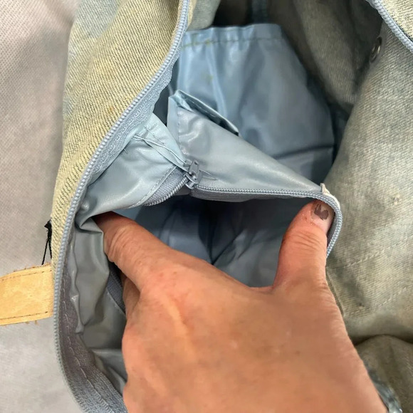 Vintage Holiday Fair Faded Blue Jean Denim Hobo Crossbody Jetbag - Picture 10 of 12